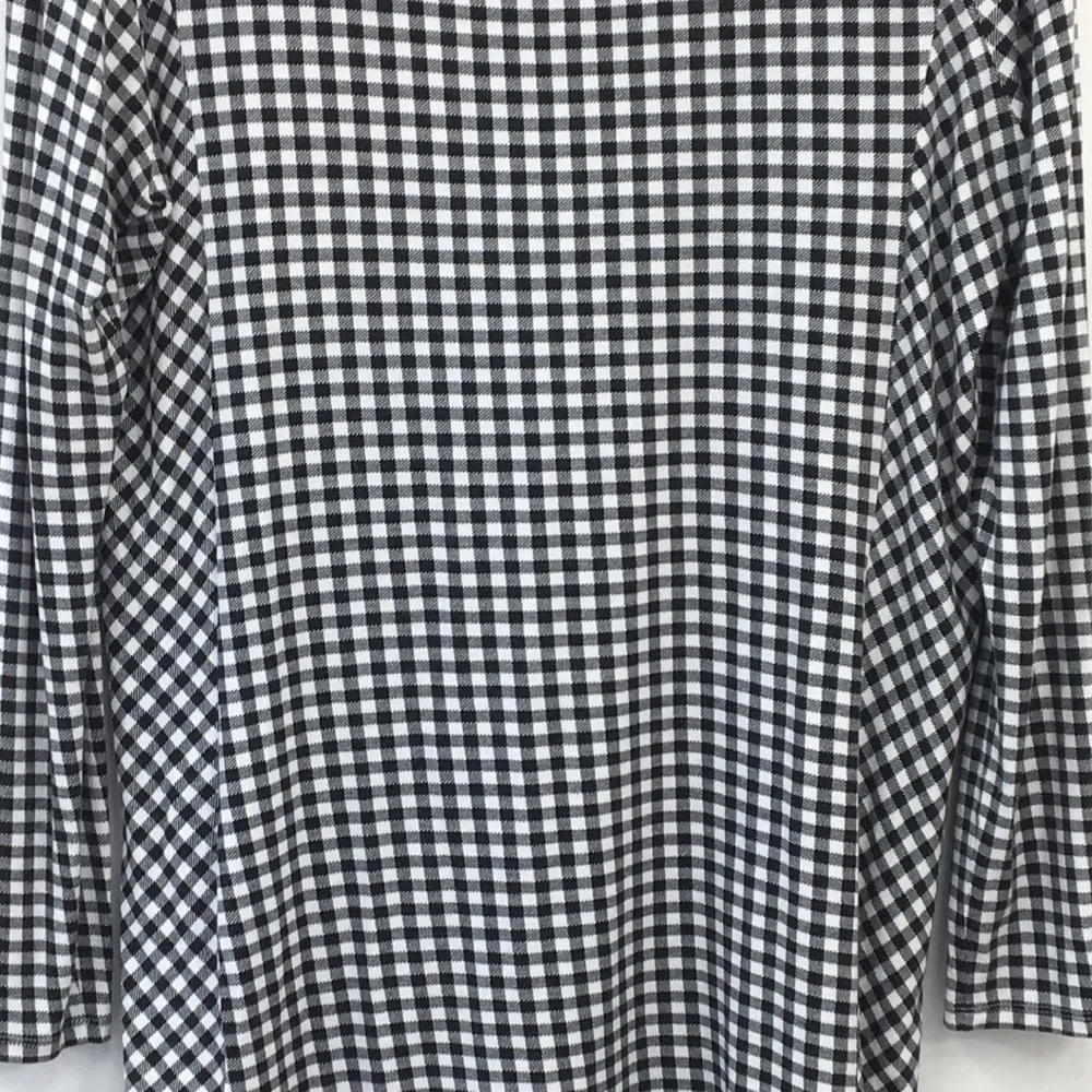 J. Jill Black & White Checkered Tunic Long Sleeve Top Size M EXCELLENT Condition